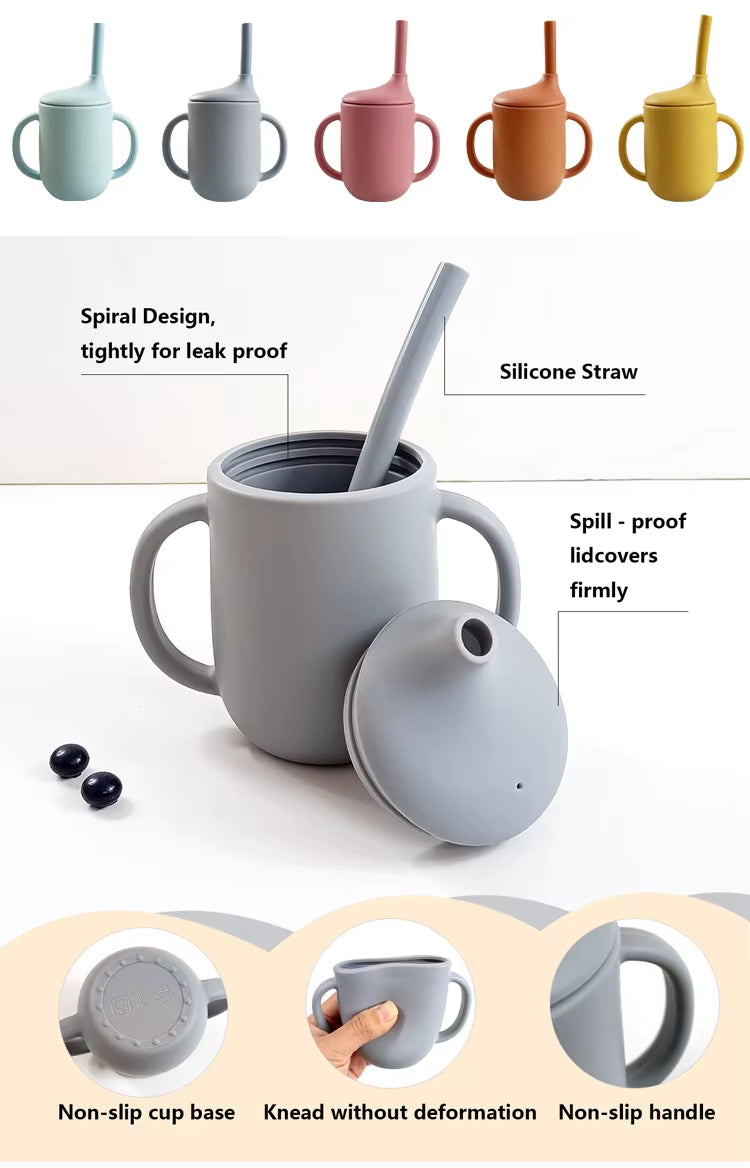 Momo Tots Silicone Straw Training Cup with Handles - 210ml| Large
