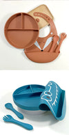4 Piece Baby Silicone Feeding Set – BPA Free – Bib, Plate, Spoon & Fork
