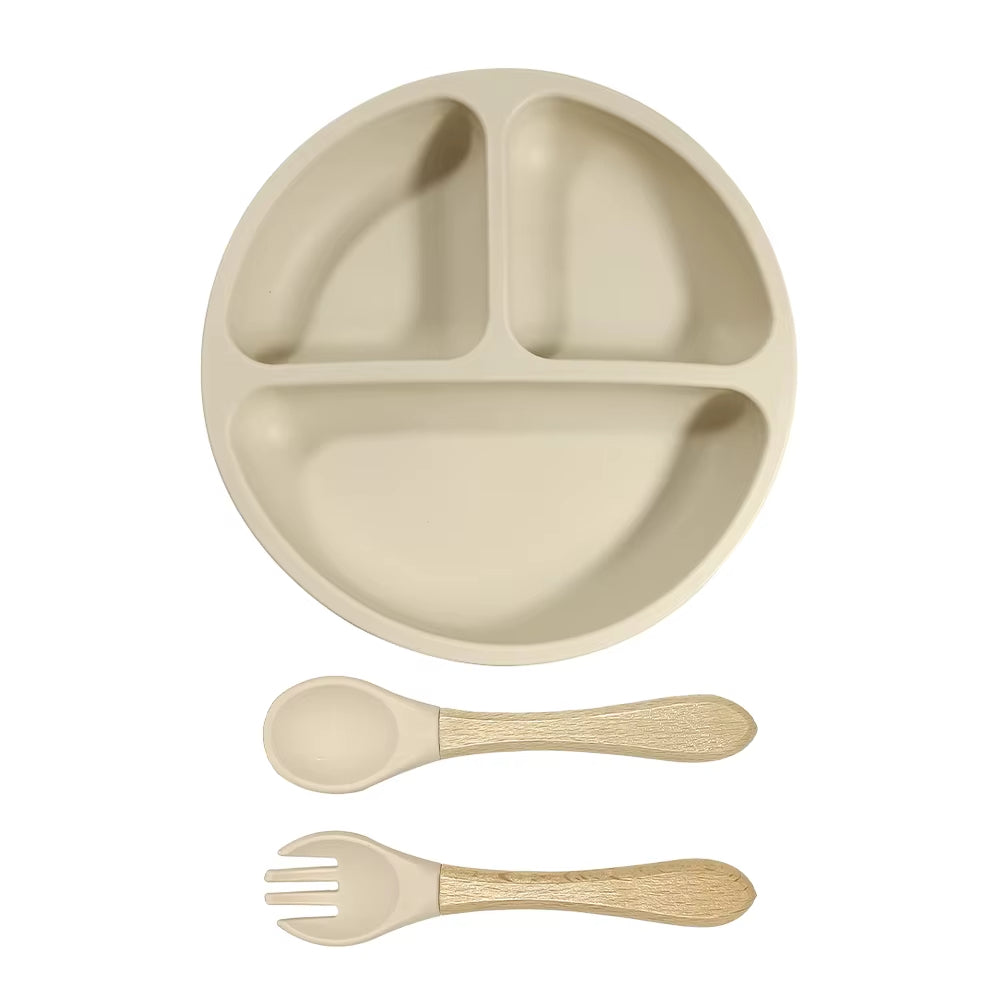 Silicone Plate with Spoon & Fork