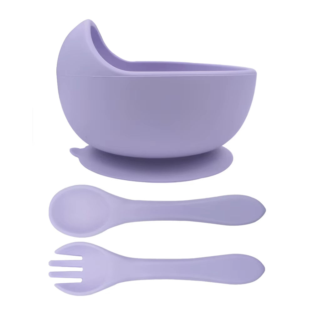 Silicone Bowl with all silicone Spoon & Fork