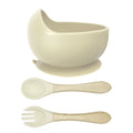 Silicone Bowl with Wooden Handle Spoon & Fork- Momo Tots