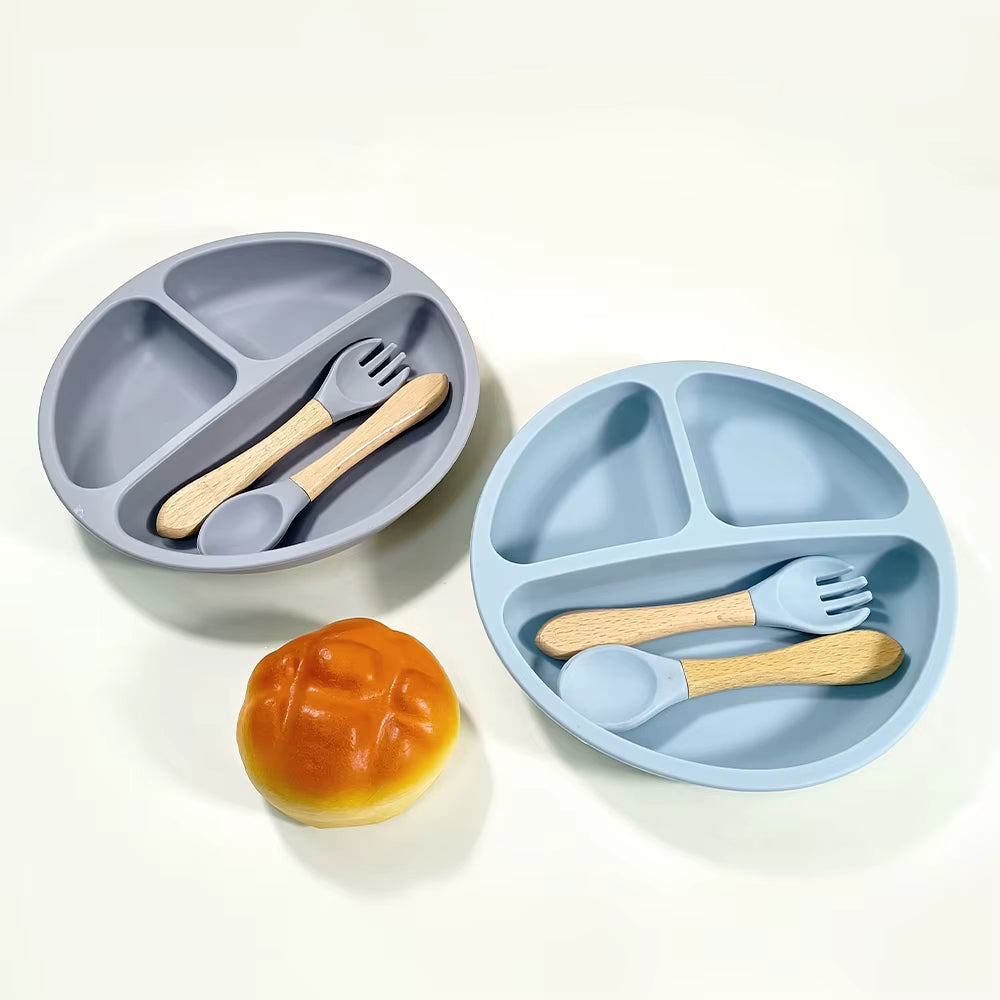 Silicone Plate with Spoon & Fork