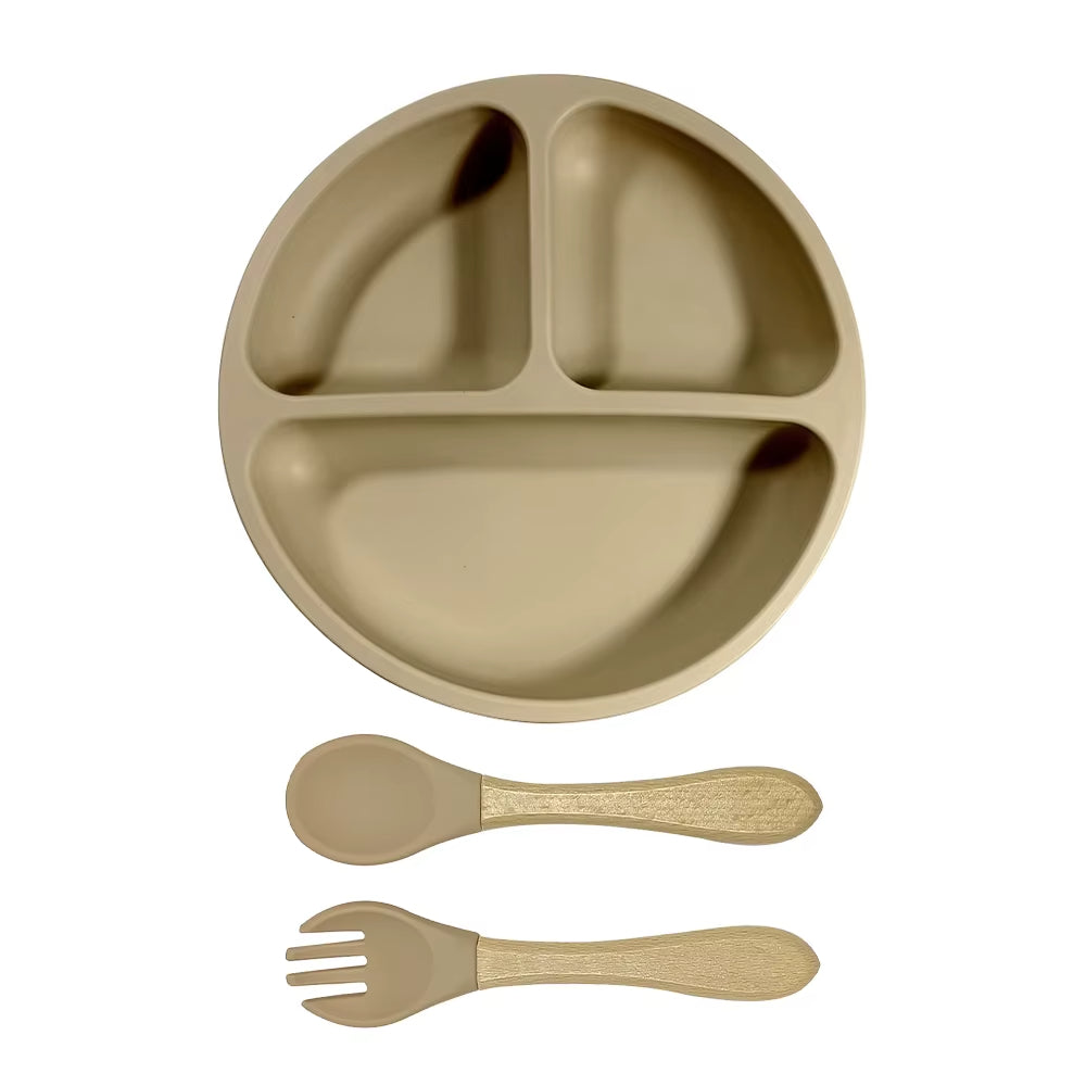 Silicone Plate with Spoon & Fork