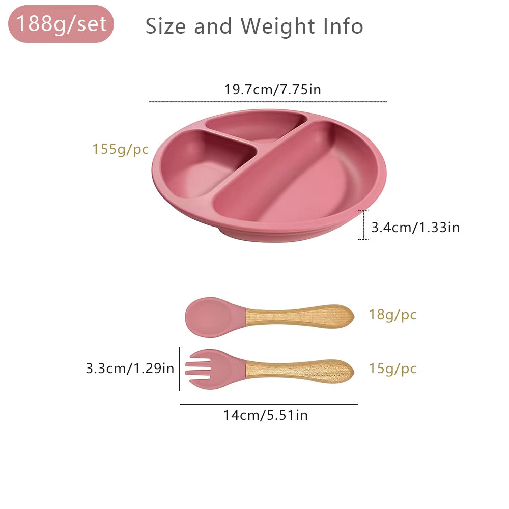 Silicone Plate with Spoon & Fork