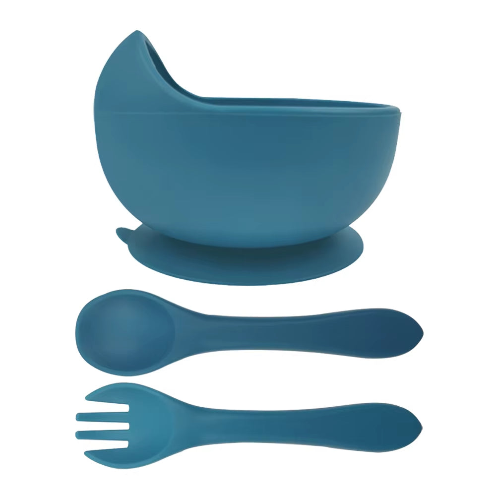 Silicone Bowl with all silicone Spoon & Fork