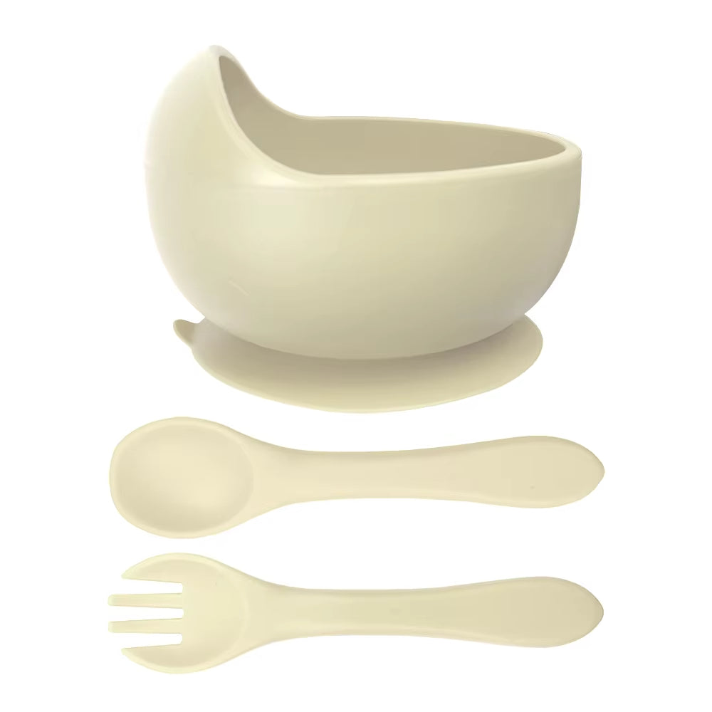 Silicone Bowl with all silicone Spoon & Fork