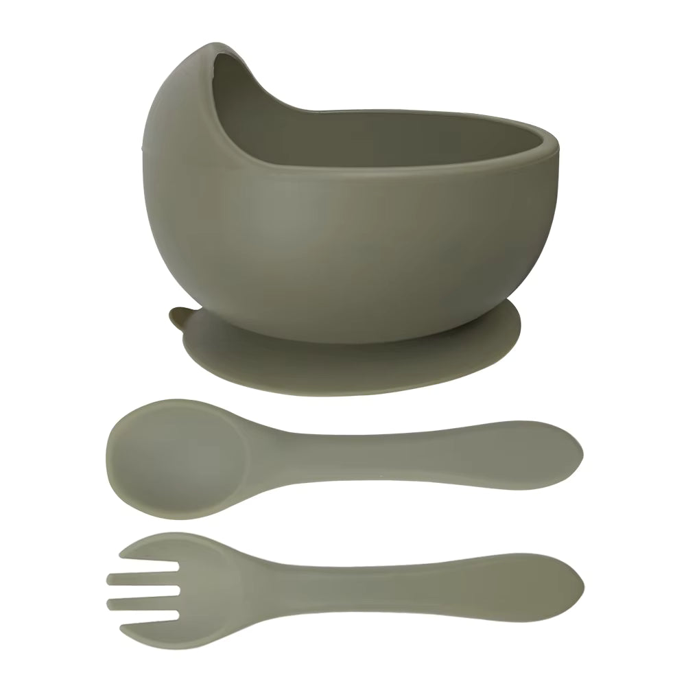 Silicone Bowl with all silicone Spoon & Fork