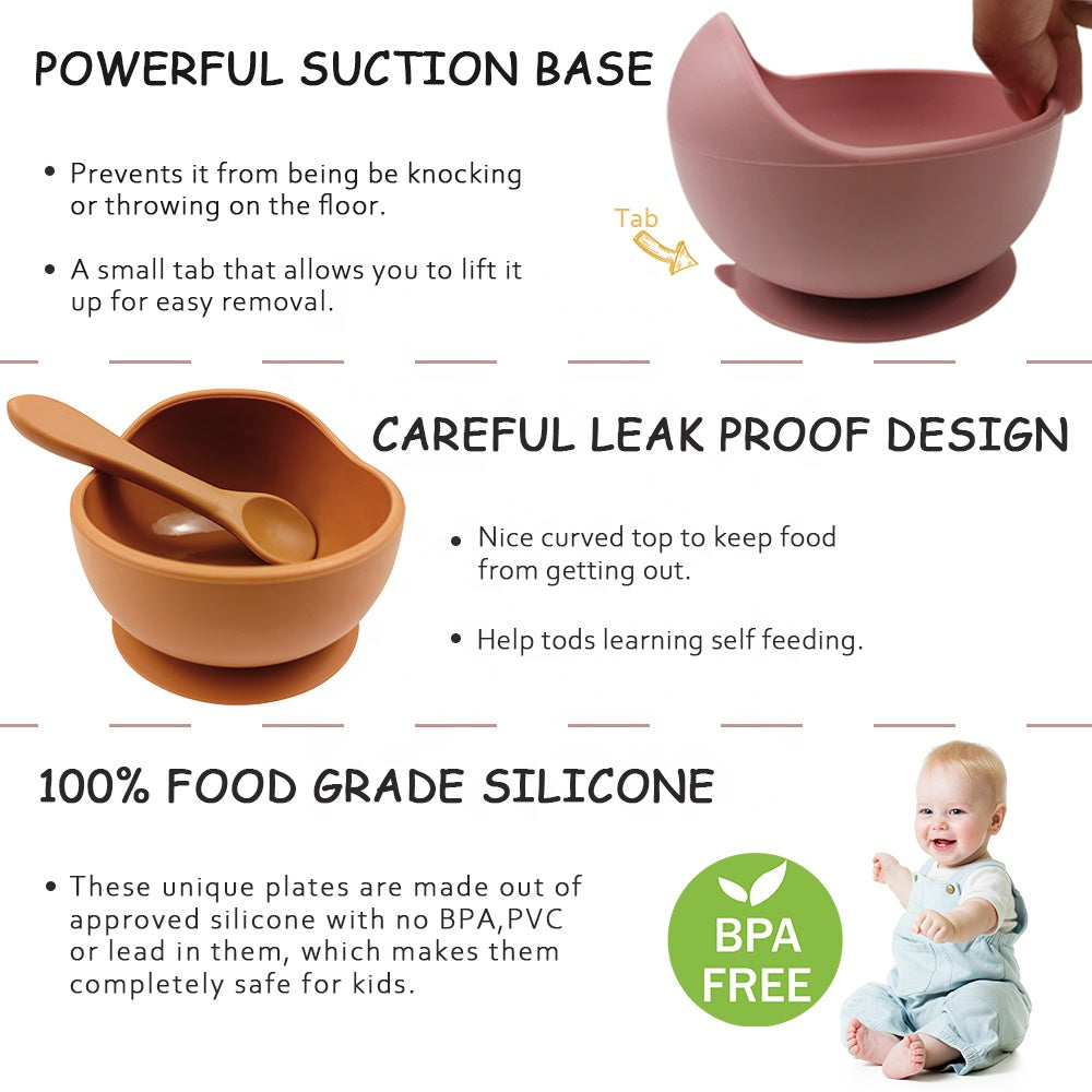 Silicone Bowl with all silicone Spoon & Fork