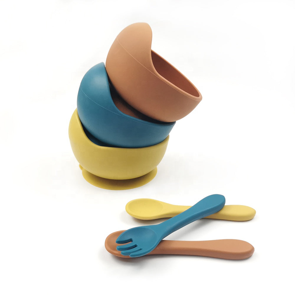 Silicone Bowl with all silicone Spoon & Fork