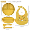 4 Piece Baby Silicone Feeding Set – BPA Free – Bib, Plate, Spoon & Fork