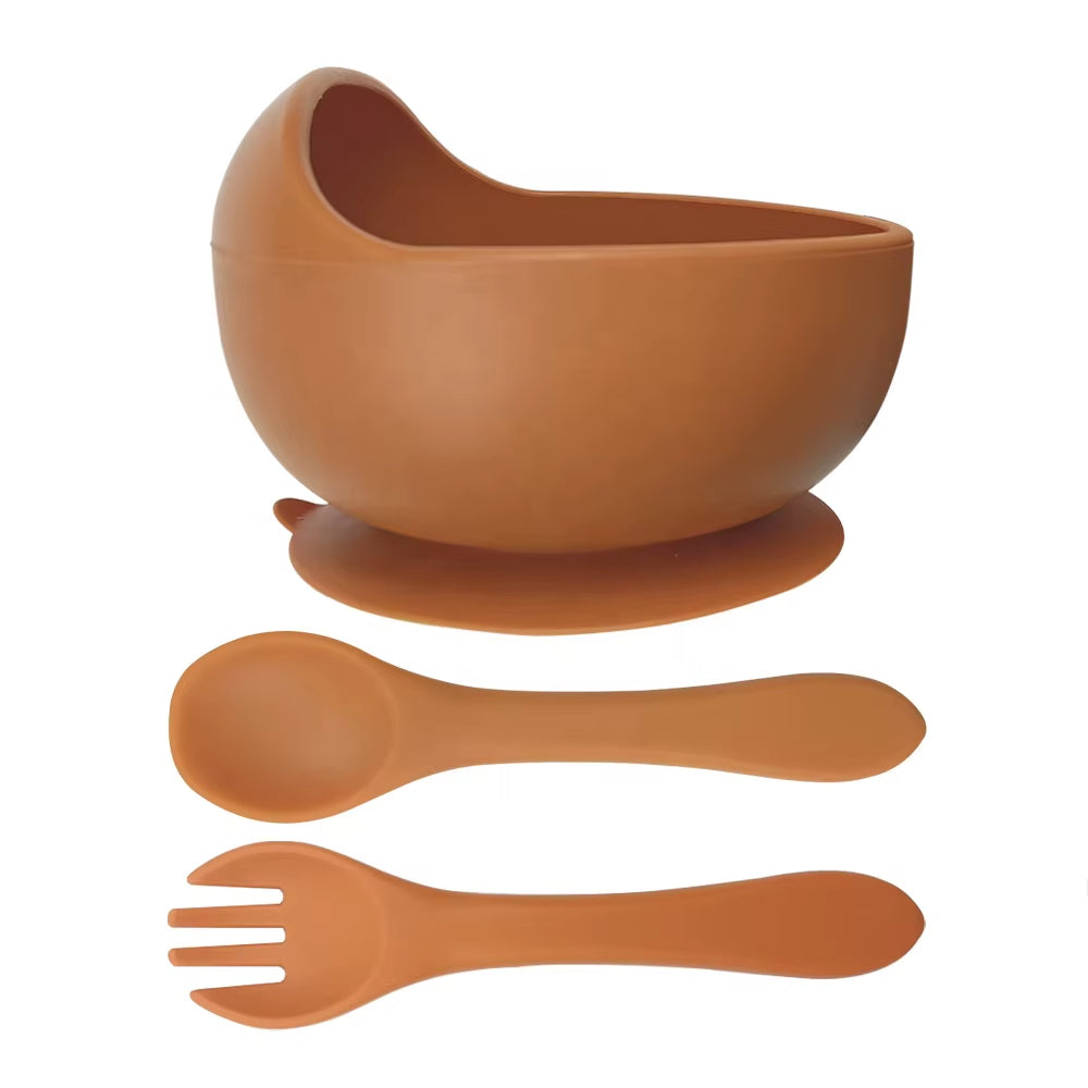 Silicone Bowl with all silicone Spoon & Fork