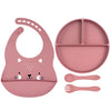 4 Piece Baby Silicone Feeding Set – BPA Free – Bib, Plate, Spoon & Fork