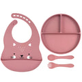 4 Piece Baby Silicone Feeding Set – BPA Free – Bib, Plate, Spoon & Fork