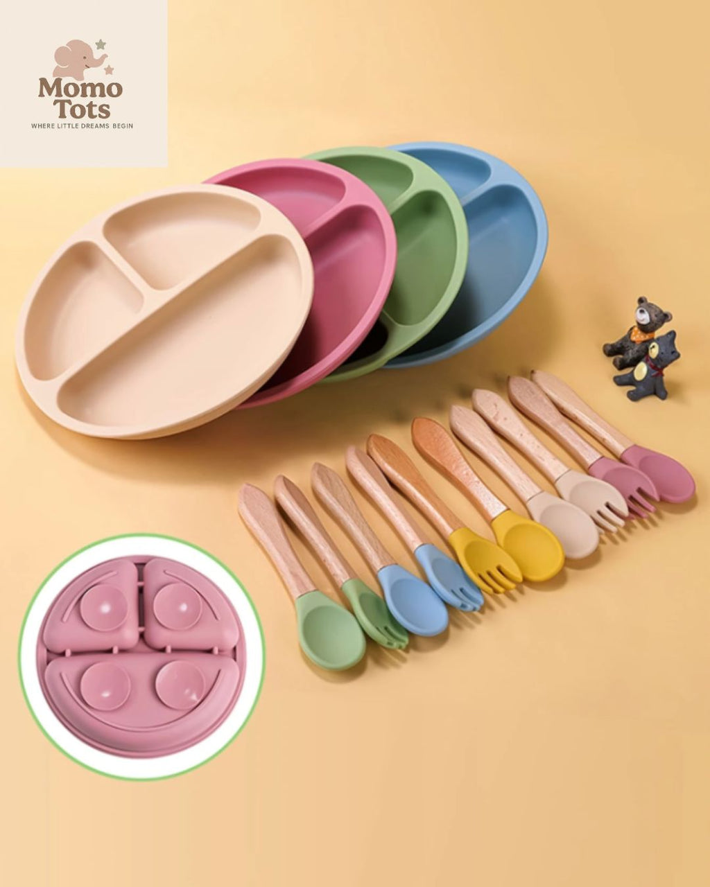Silicone Plate with Cutlery