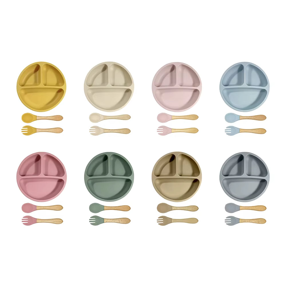 Silicone Plate with Spoon & Fork