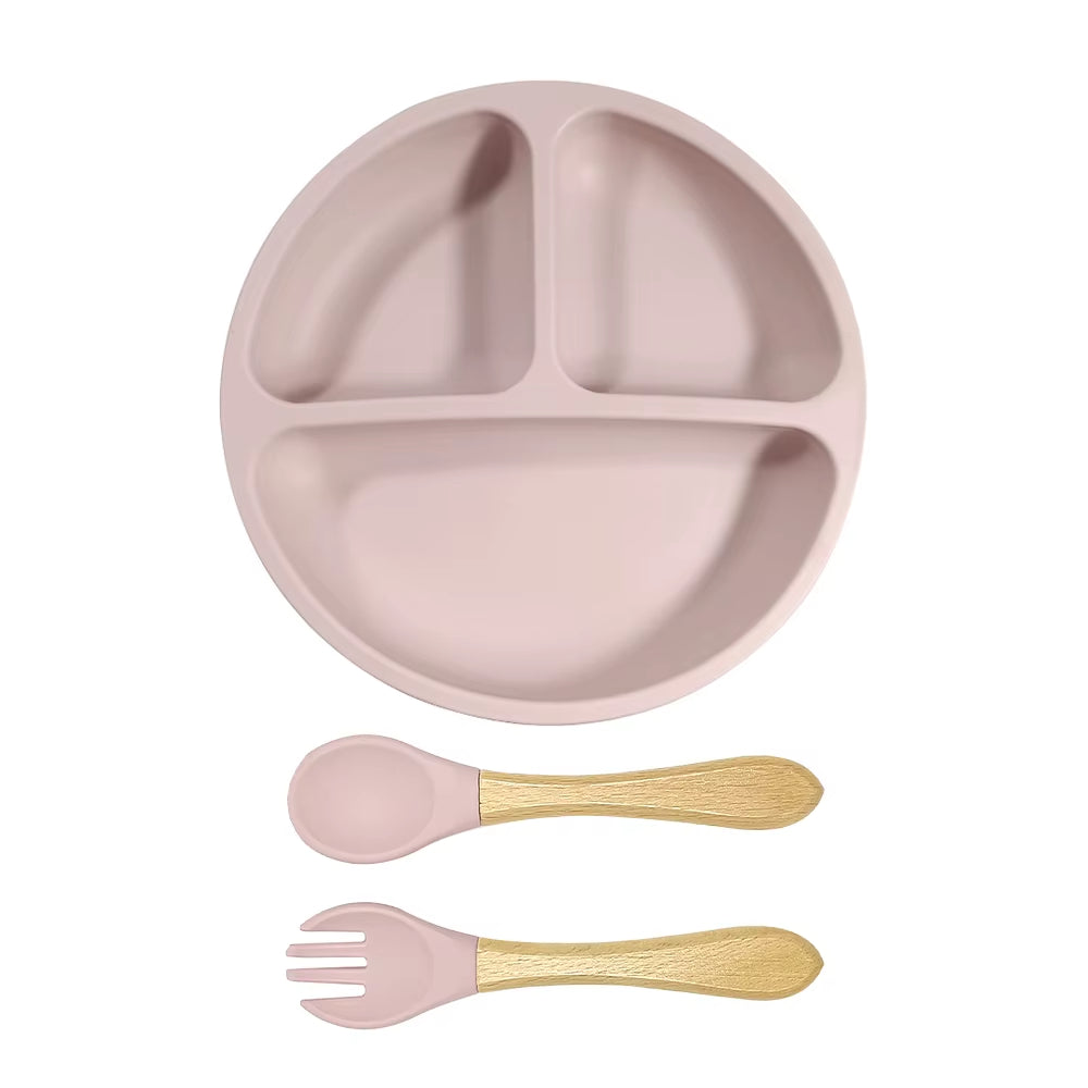 Silicone Plate with Spoon & Fork