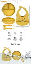 4 Piece Baby Silicone Feeding Set – BPA Free – Bib, Plate, Spoon & Fork