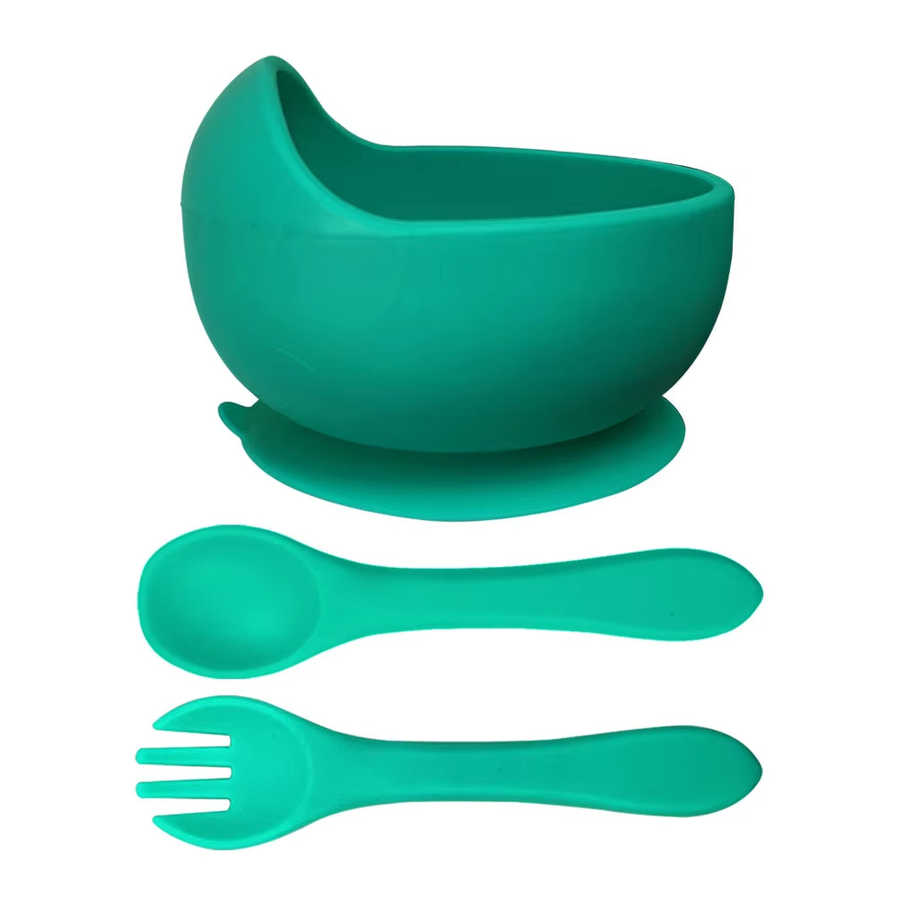 Silicone Bowl with all silicone Spoon & Fork