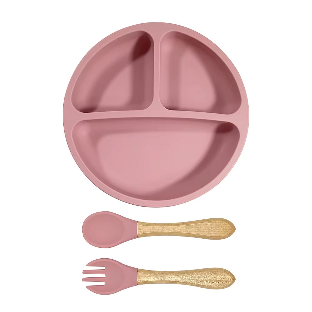 Silicone Plate with Spoon & Fork